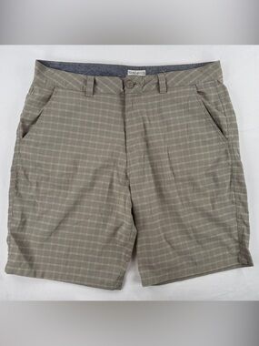 Hang Ten Olive Plaid Flat-Front Men's Shorts
